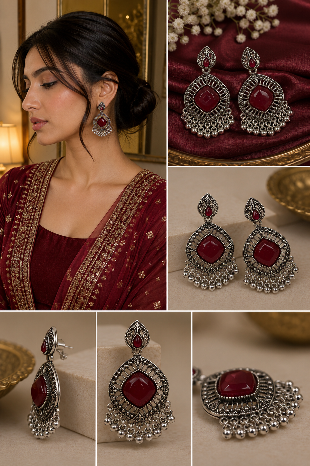 Heritage Oxidized Chandbali Earrings
