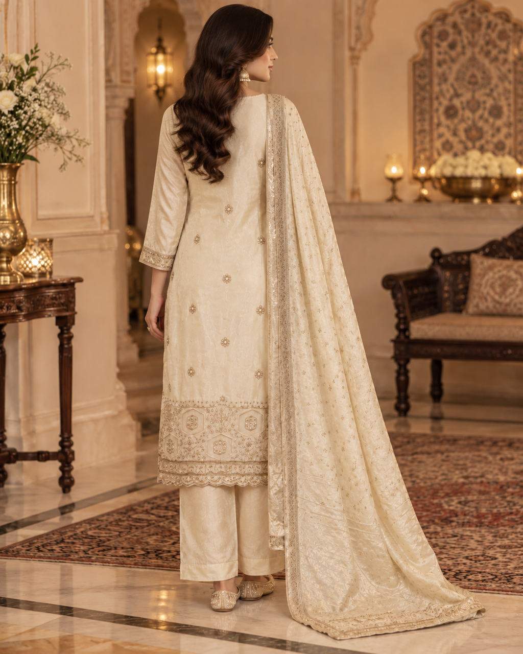 Ivory Grace Embroidered Three-Piece Suit
