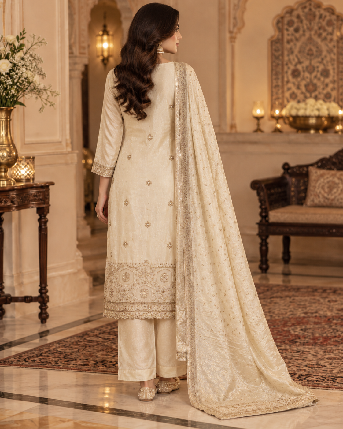 Ivory Grace Embroidered Three-Piece Suit