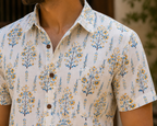 Azure Blossom Cotton Shirt
