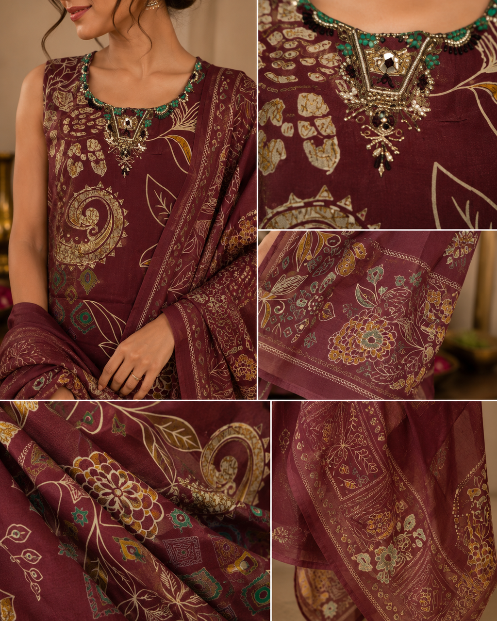Mulberry Paisley Embroidered Set