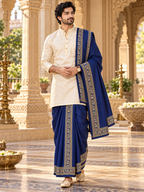 Royal Blue & Gold Men’s Stitched Dhoti