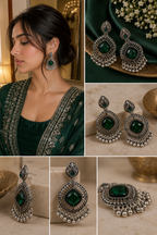 Heritage Oxidized Chandbali Earrings