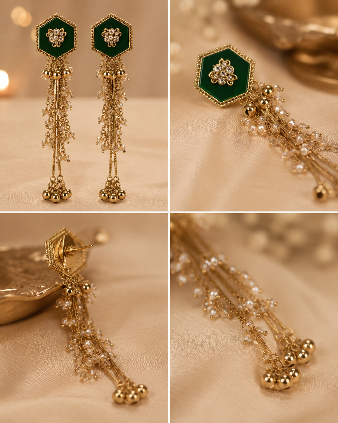 Noor Cascade Hair Chain Earrings