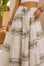 Ivory Grove Embroidered Tiered Skirt