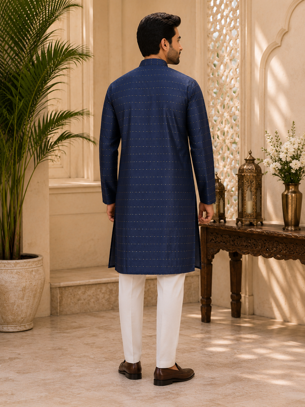 Midnight Sapphire Embroidered Kurta Set