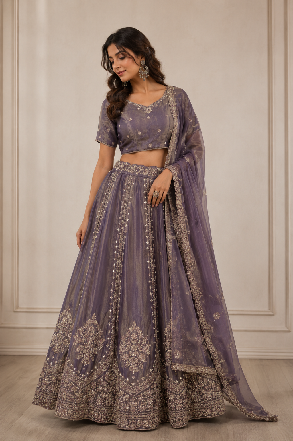 Moonlit Amethyst Embroidered Lehenga Set