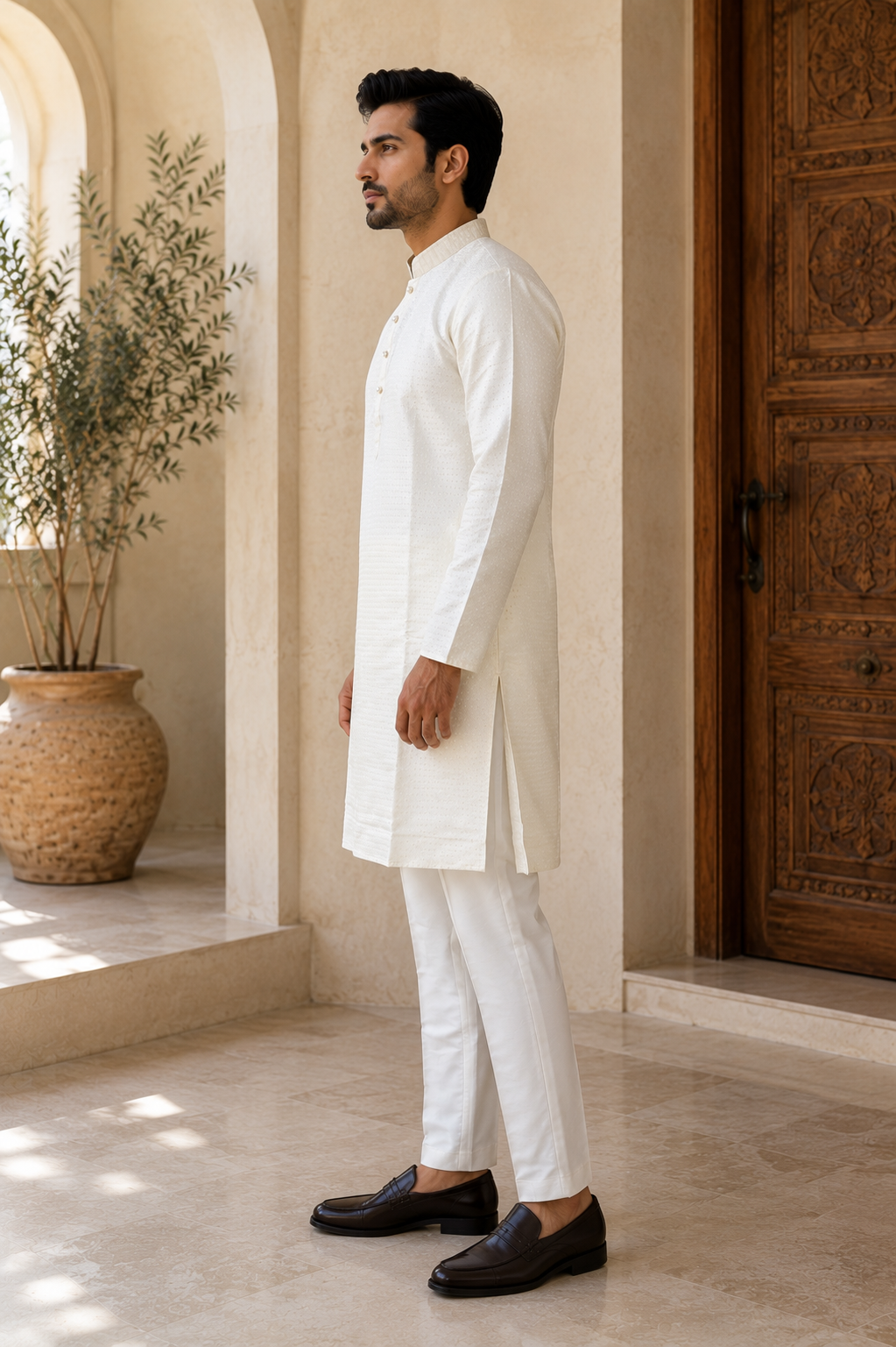 Ivory Embroidered Men’s Kurta