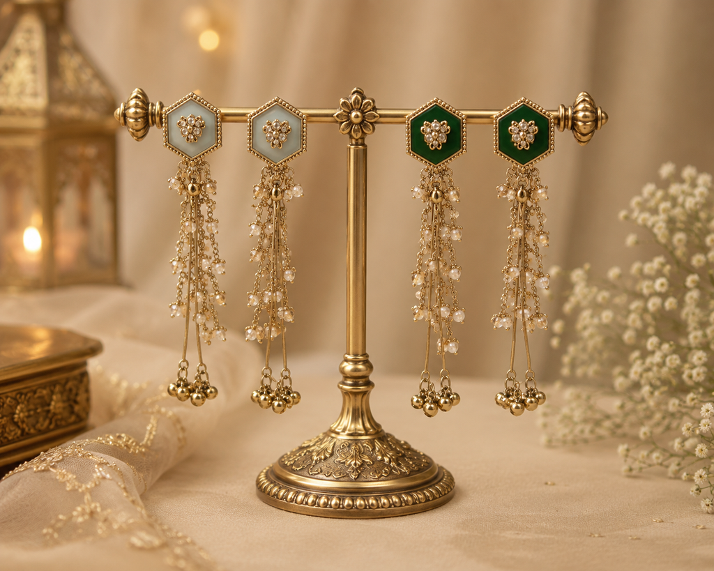 Noor Cascade Hair Chain Earrings