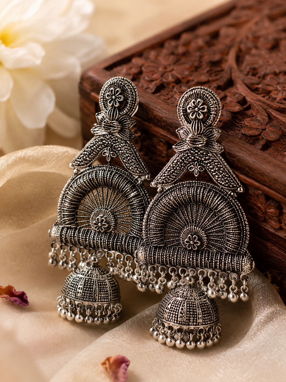 Royal Heritage Oxidized Jhumkas