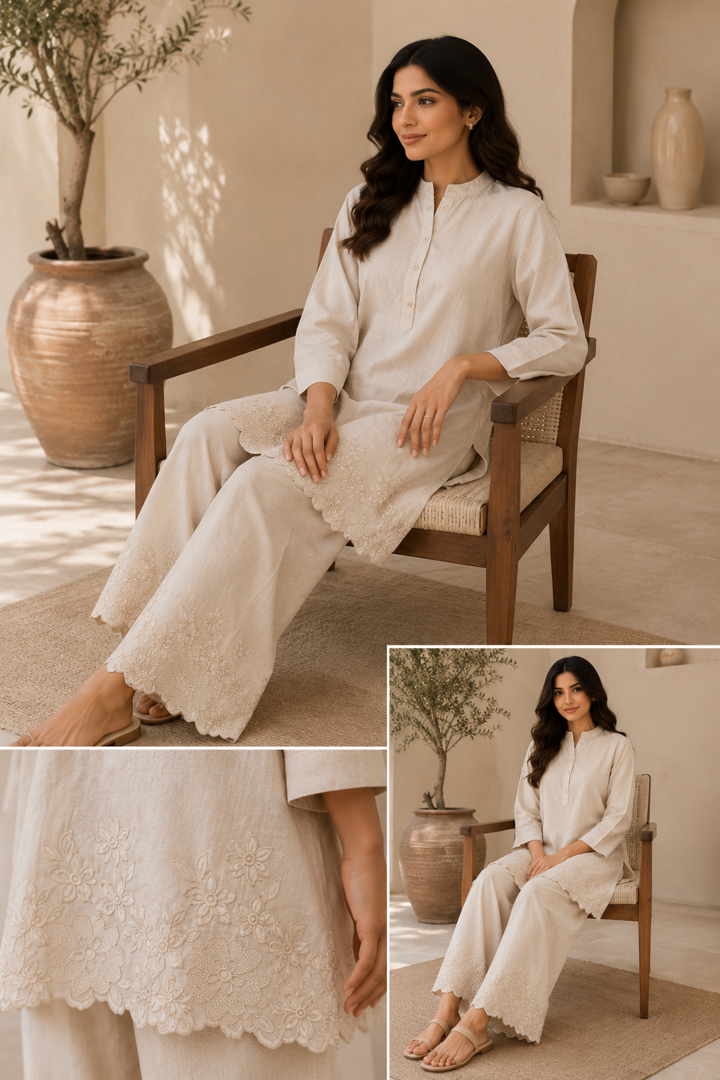 Blossom Embroidered Cotton Set