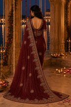 Royal Maroon Paisley Saree