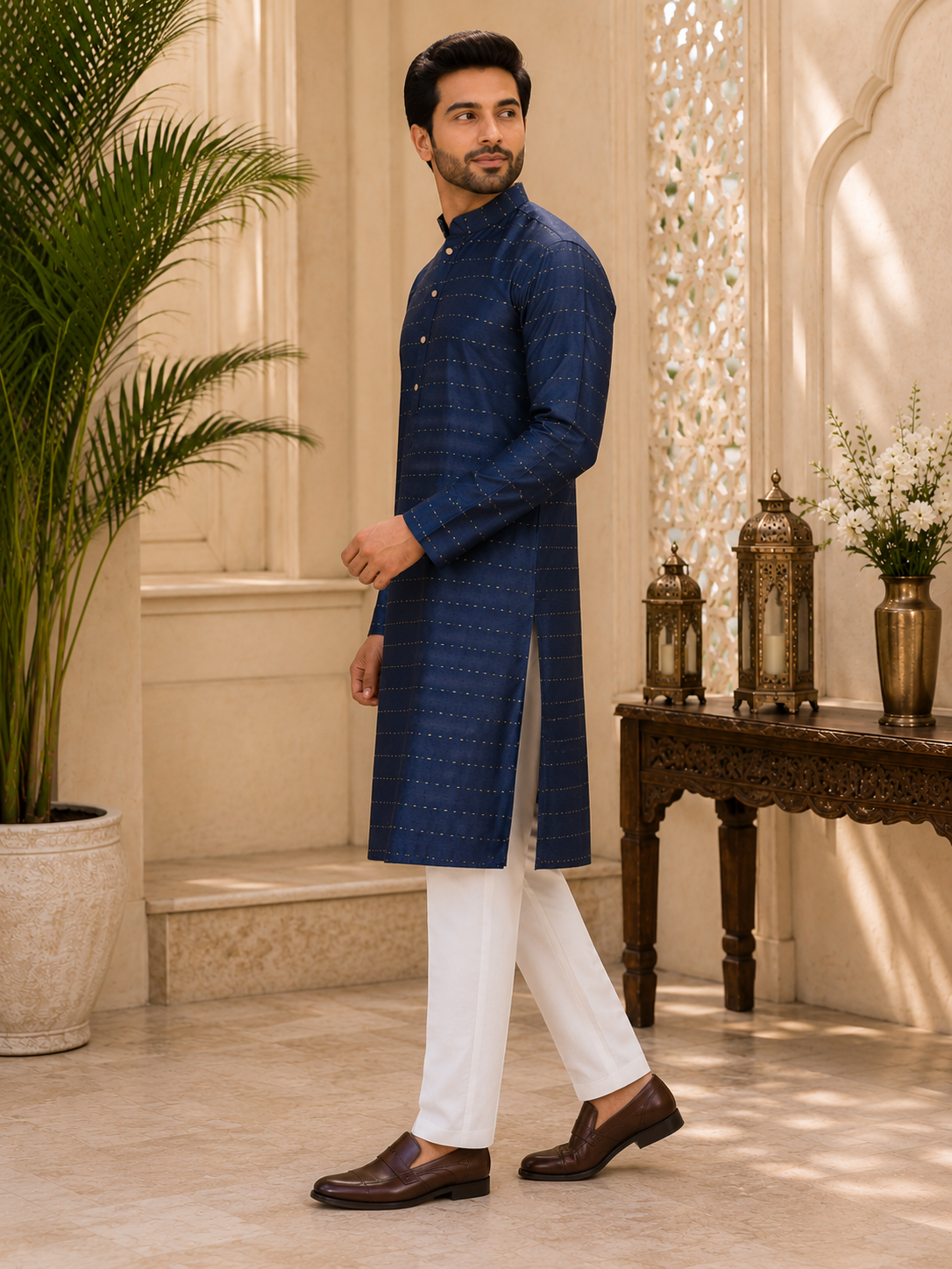 Midnight Sapphire Embroidered Kurta Set
