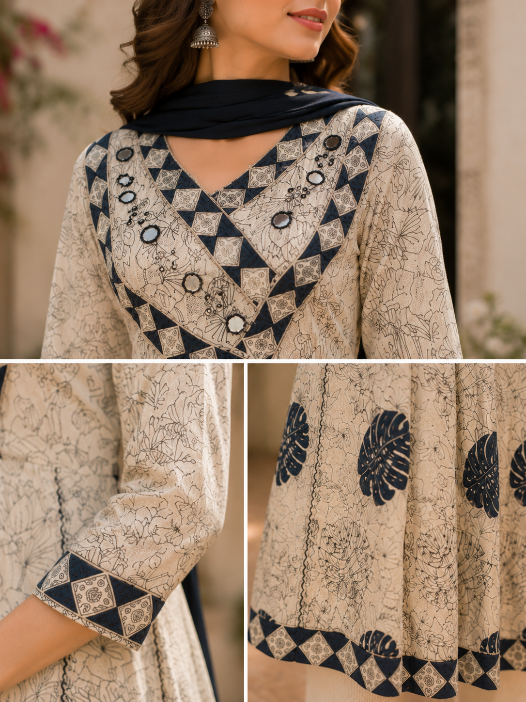 Midnight Bloom Anarkali Set