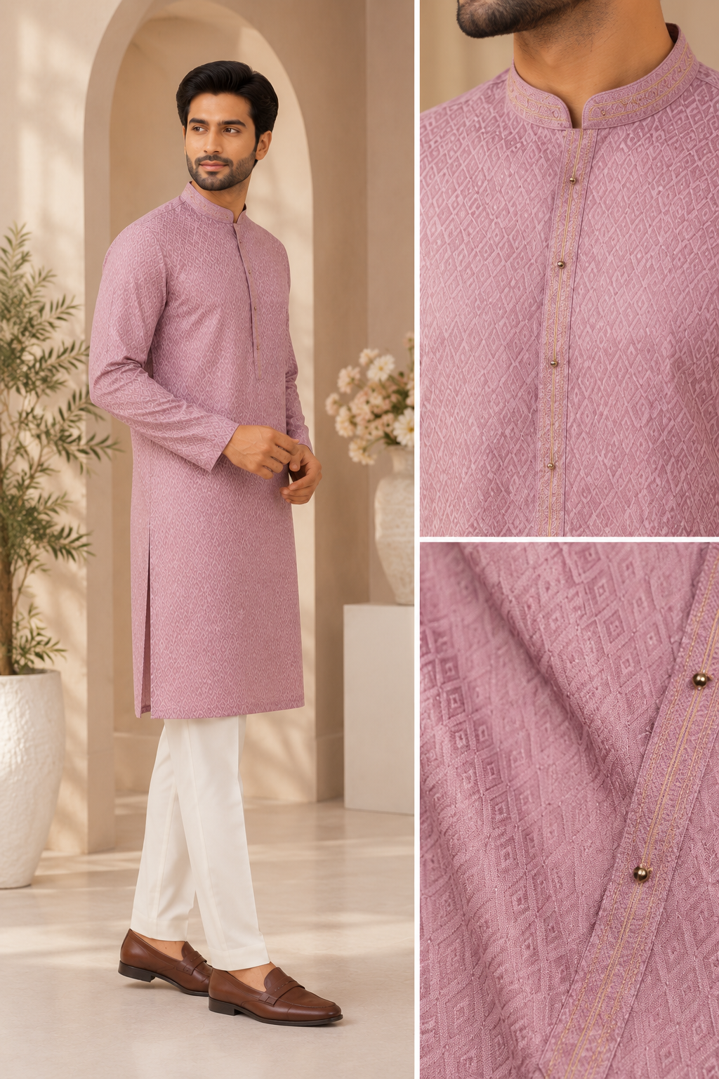 Lavender Royale Jacquard Kurta