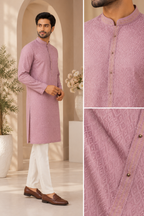 Lavender Royale Jacquard Kurta