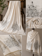 Noor-e-Kashmir Ivory Heritage Shawl