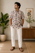 Men’s Off-White Elephant Print Cotton Shirt