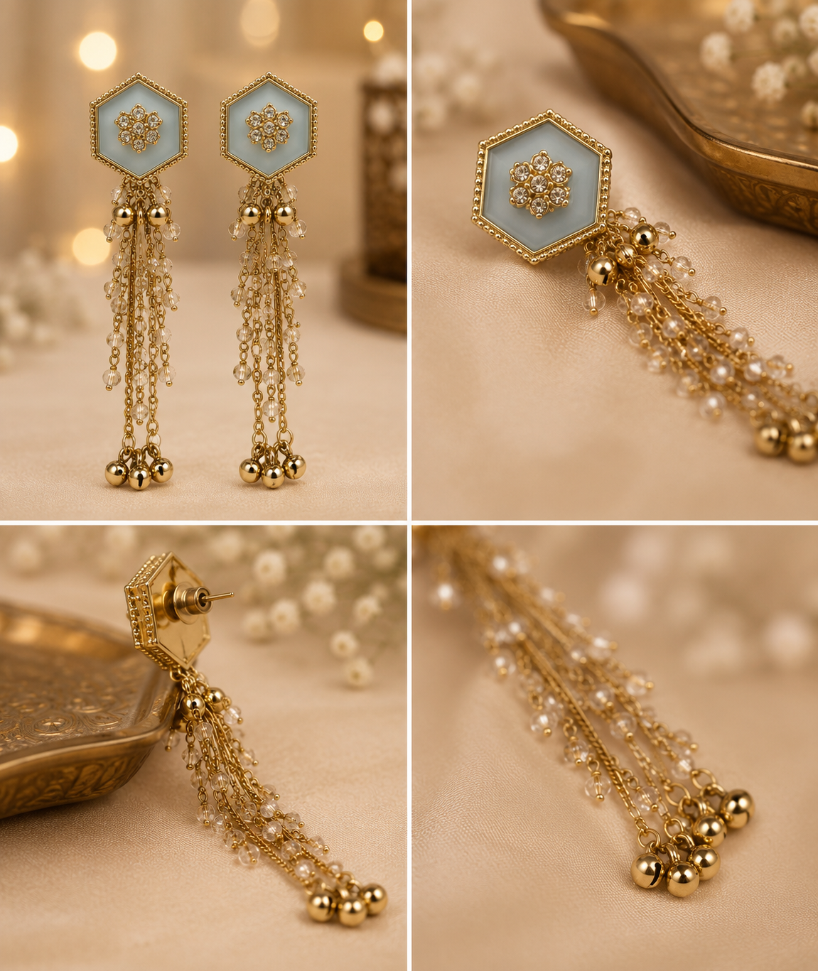 Noor Cascade Hair Chain Earrings