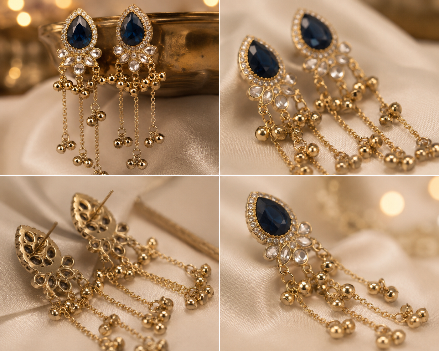 Midnight Sapphire Tassel Earrings