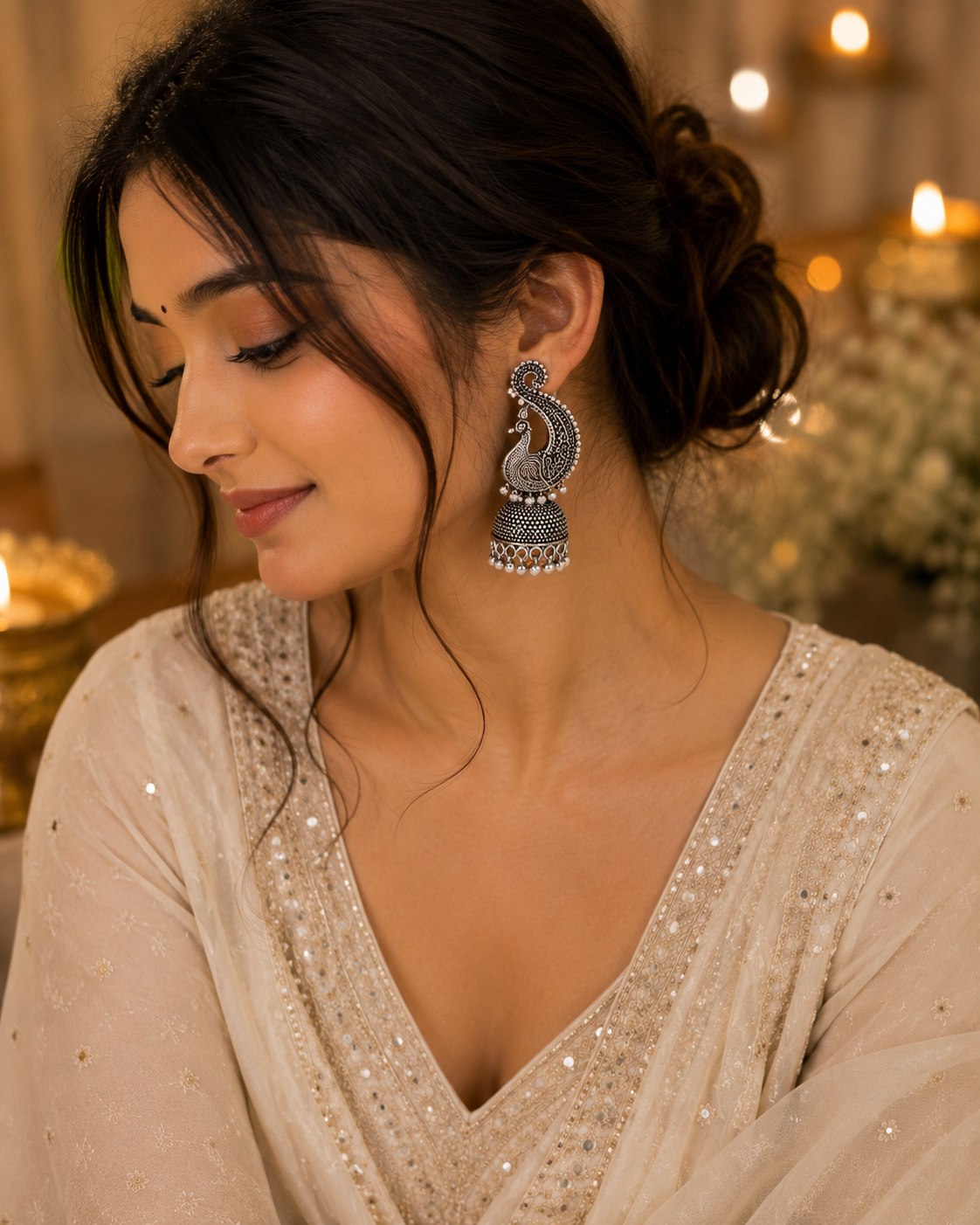 Mayura Paisley Jhumka Earrings