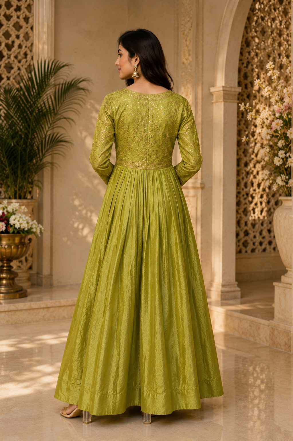 Meher Anarkali in Soft Olive