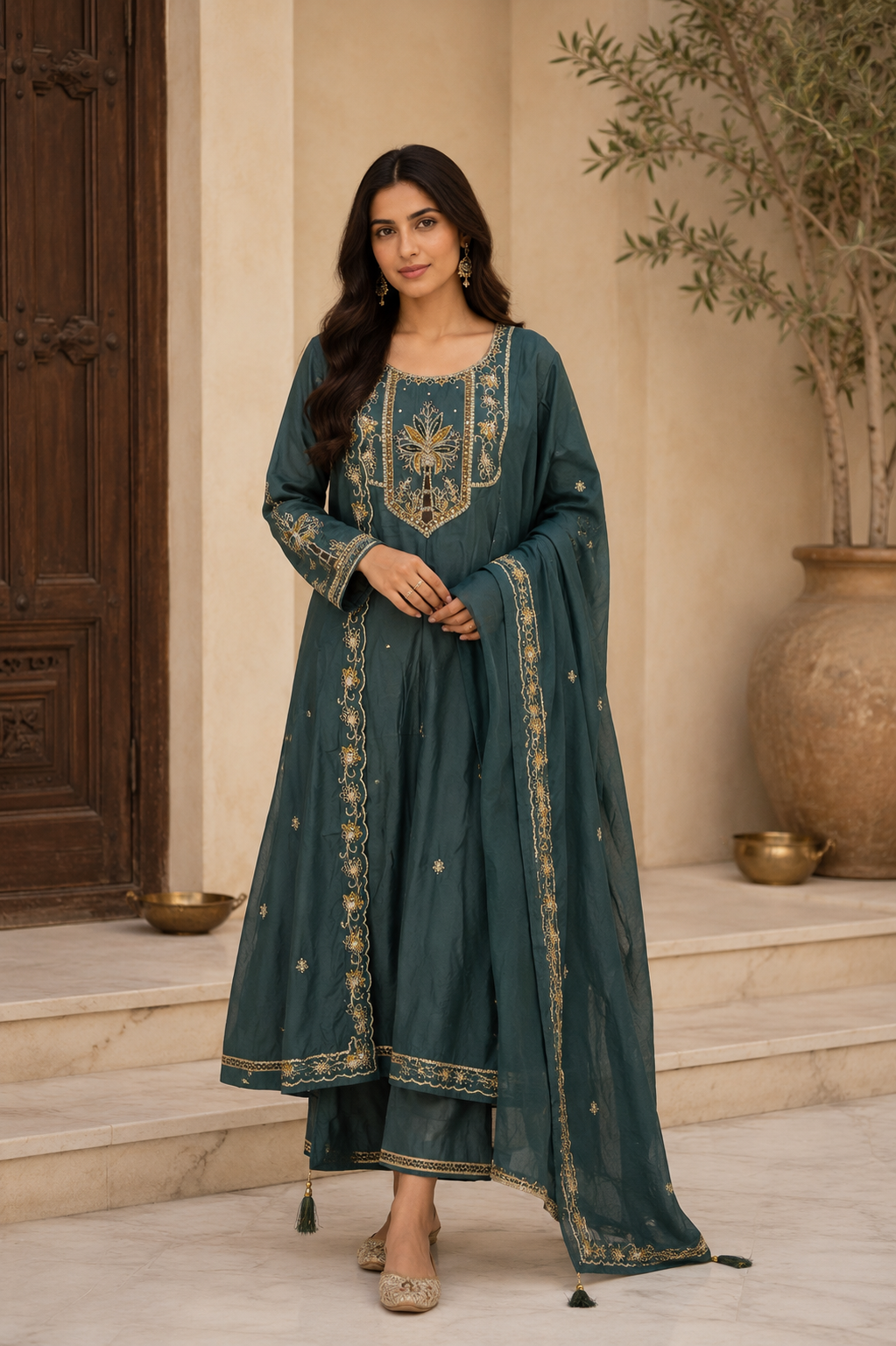 Emerald Noor Handcrafted Embroidered Suit Set