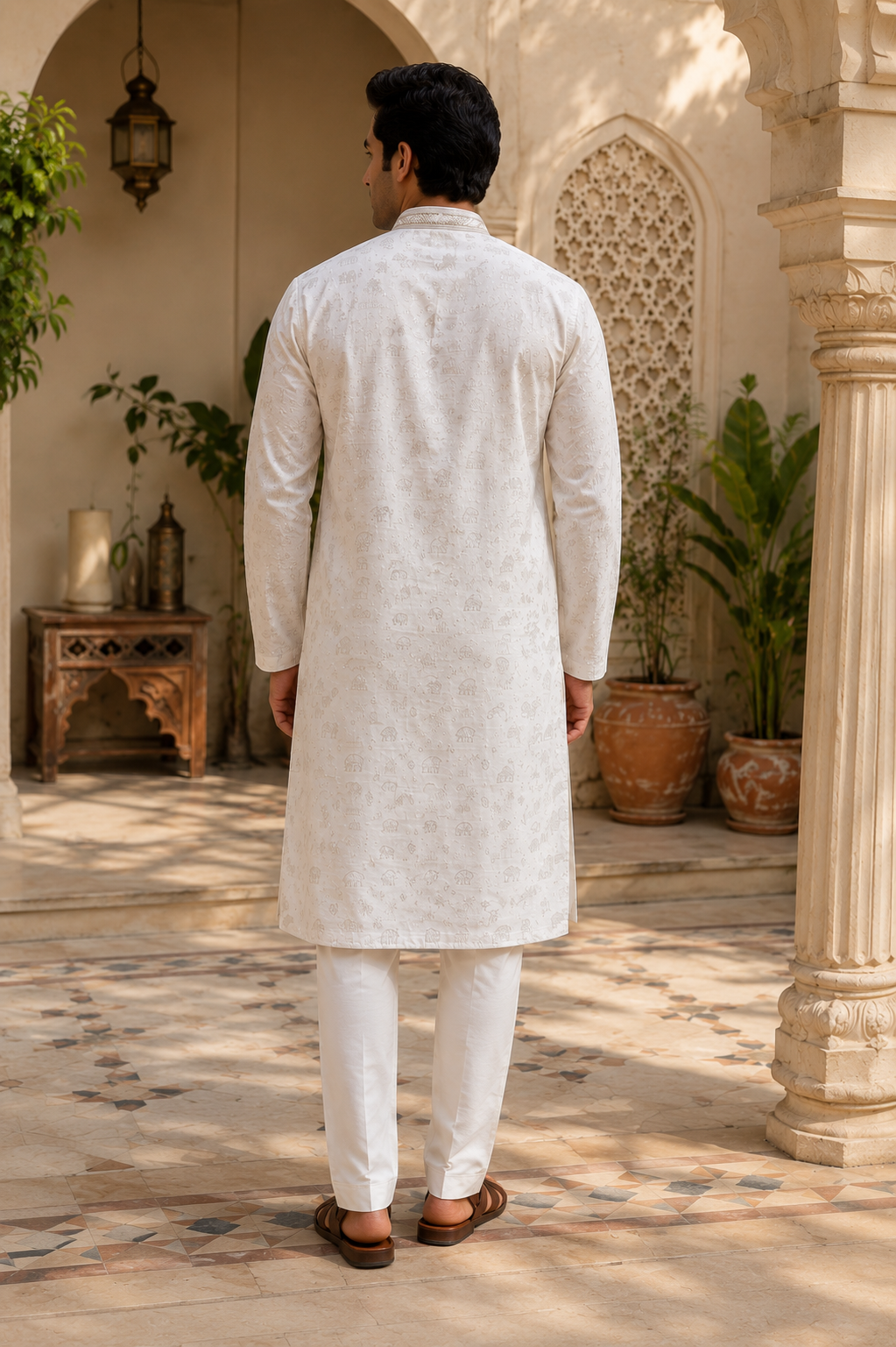 Ivory Heritage Embroidered Kurta