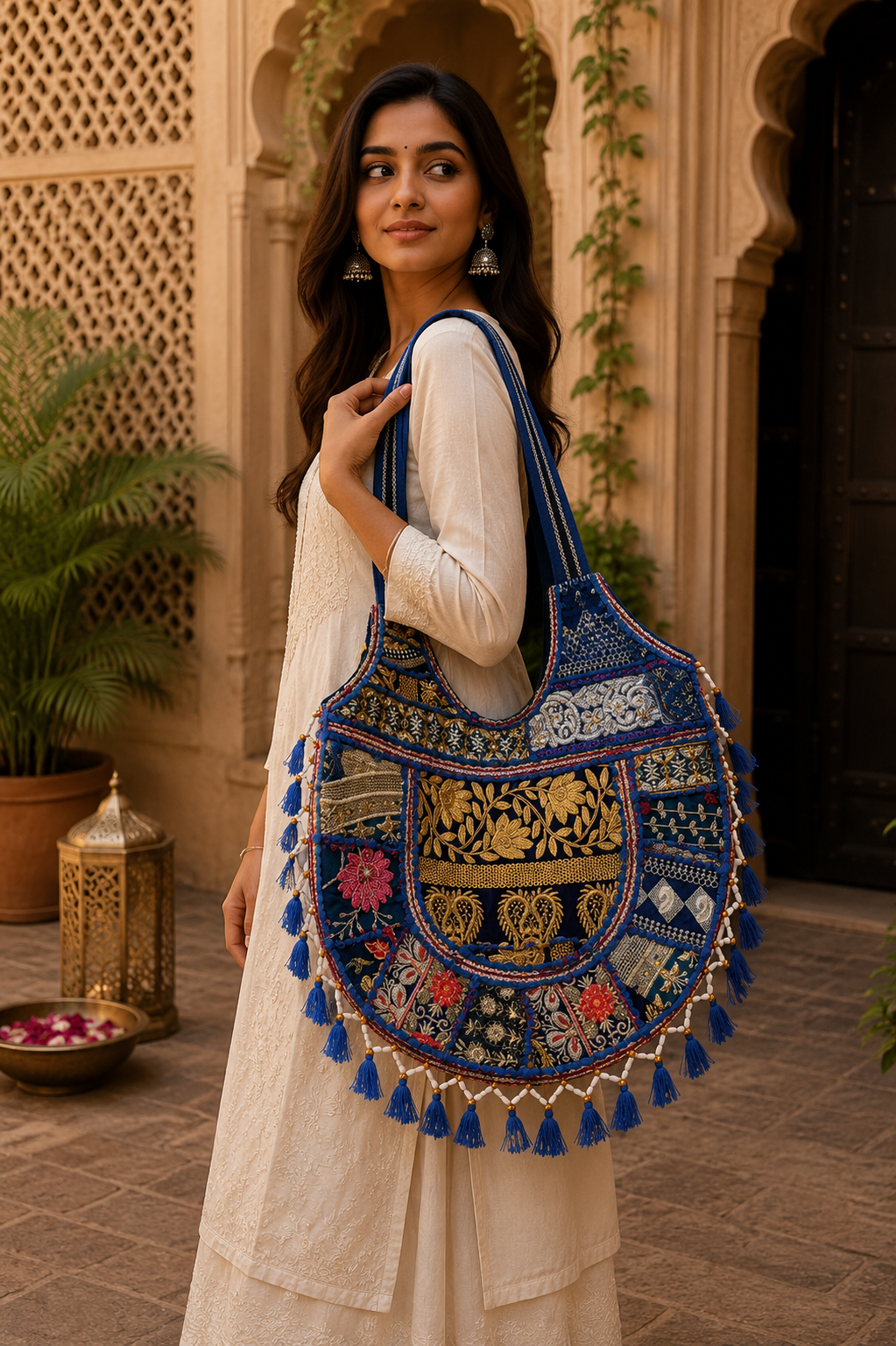 Sapphire Heritage Embroidered Tote