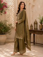 Olive Heirloom Embroidered Palazzo Set