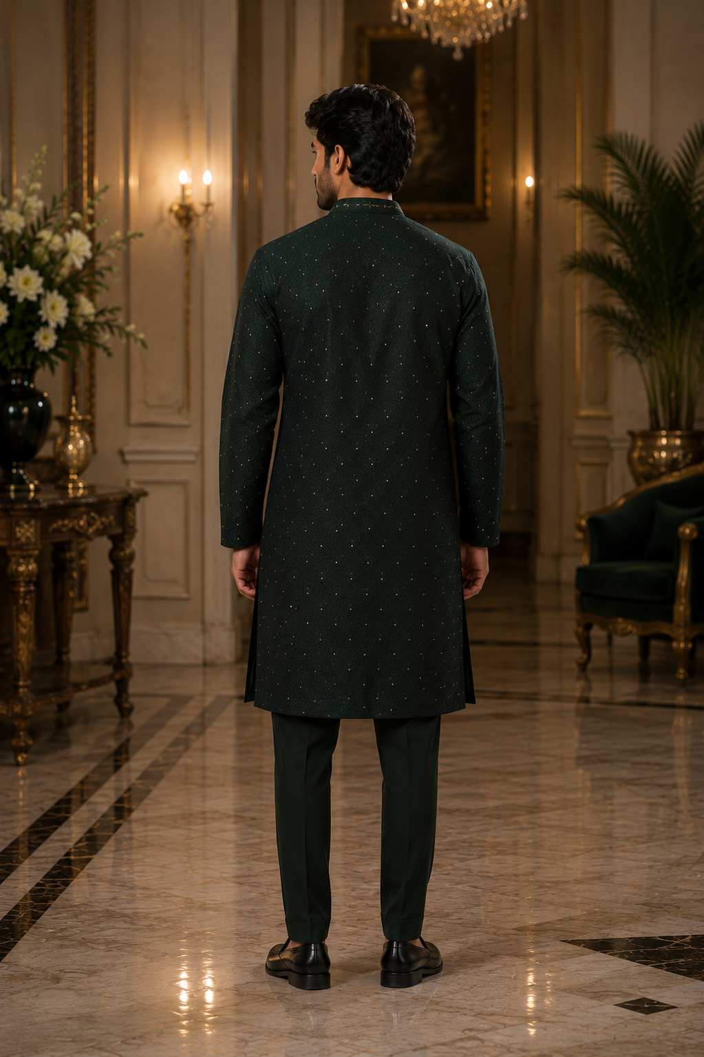 Emerald Noir Embroidered Kurta Set