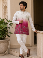 Sunset Garden Embroidered Nehru Jacket