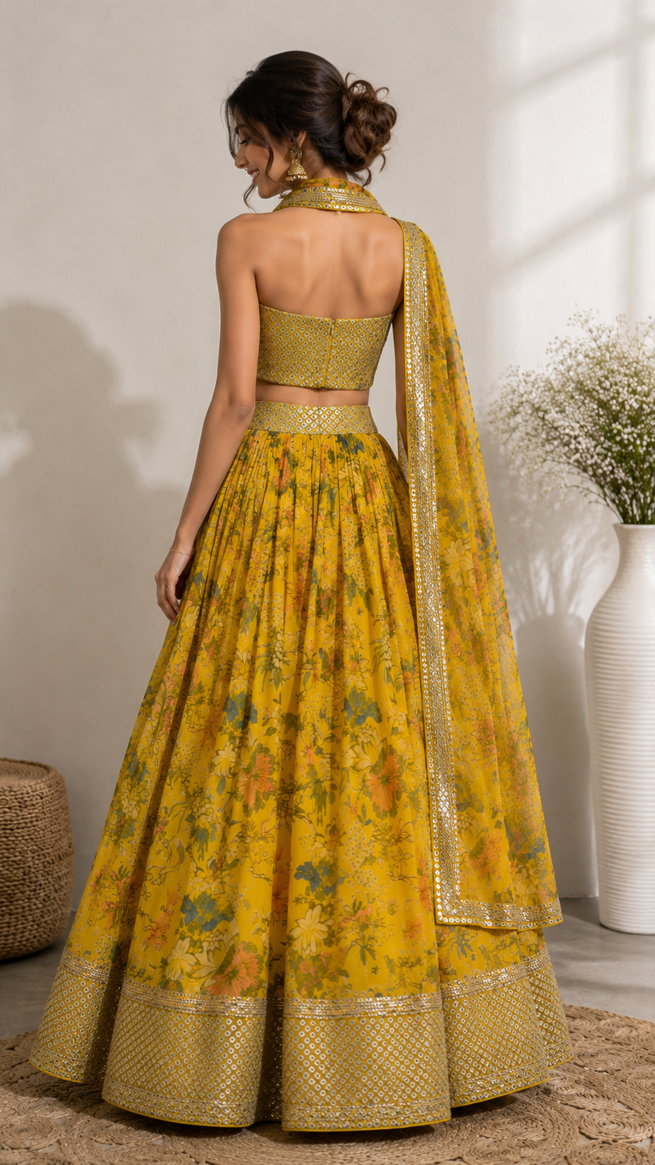 Golden Bloom Floral Lehenga Set