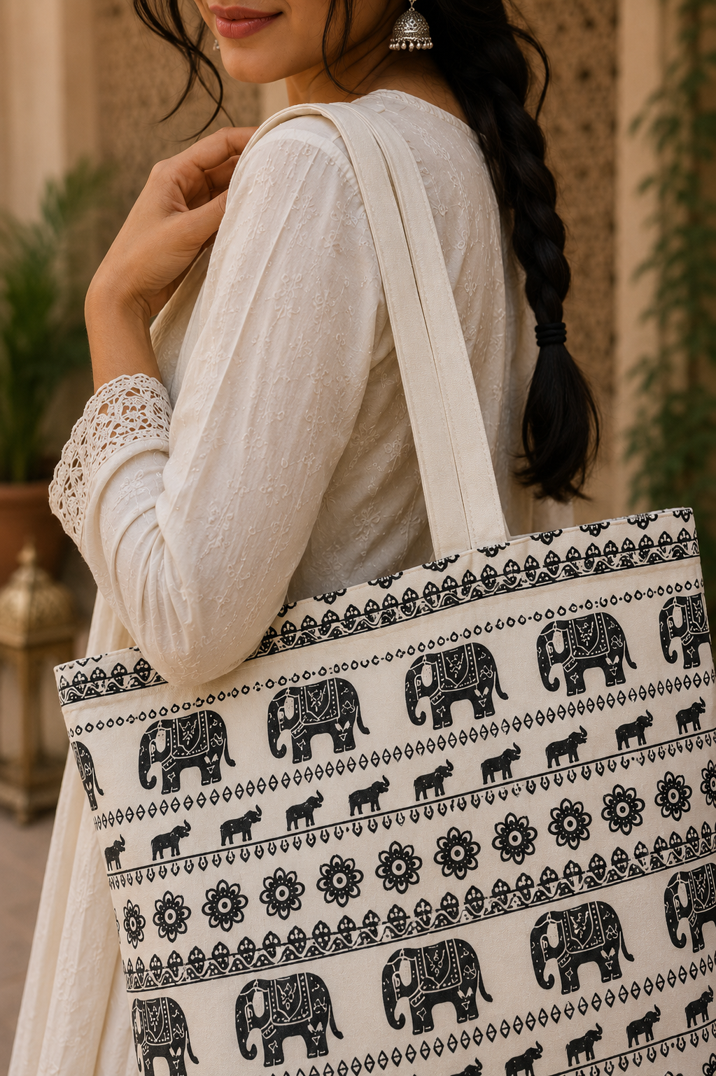 Ivory Elephant Market Tote
