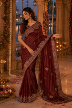 Royal Maroon Paisley Saree
