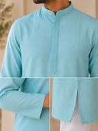Sky Blue Jacquard Men’s Kurta