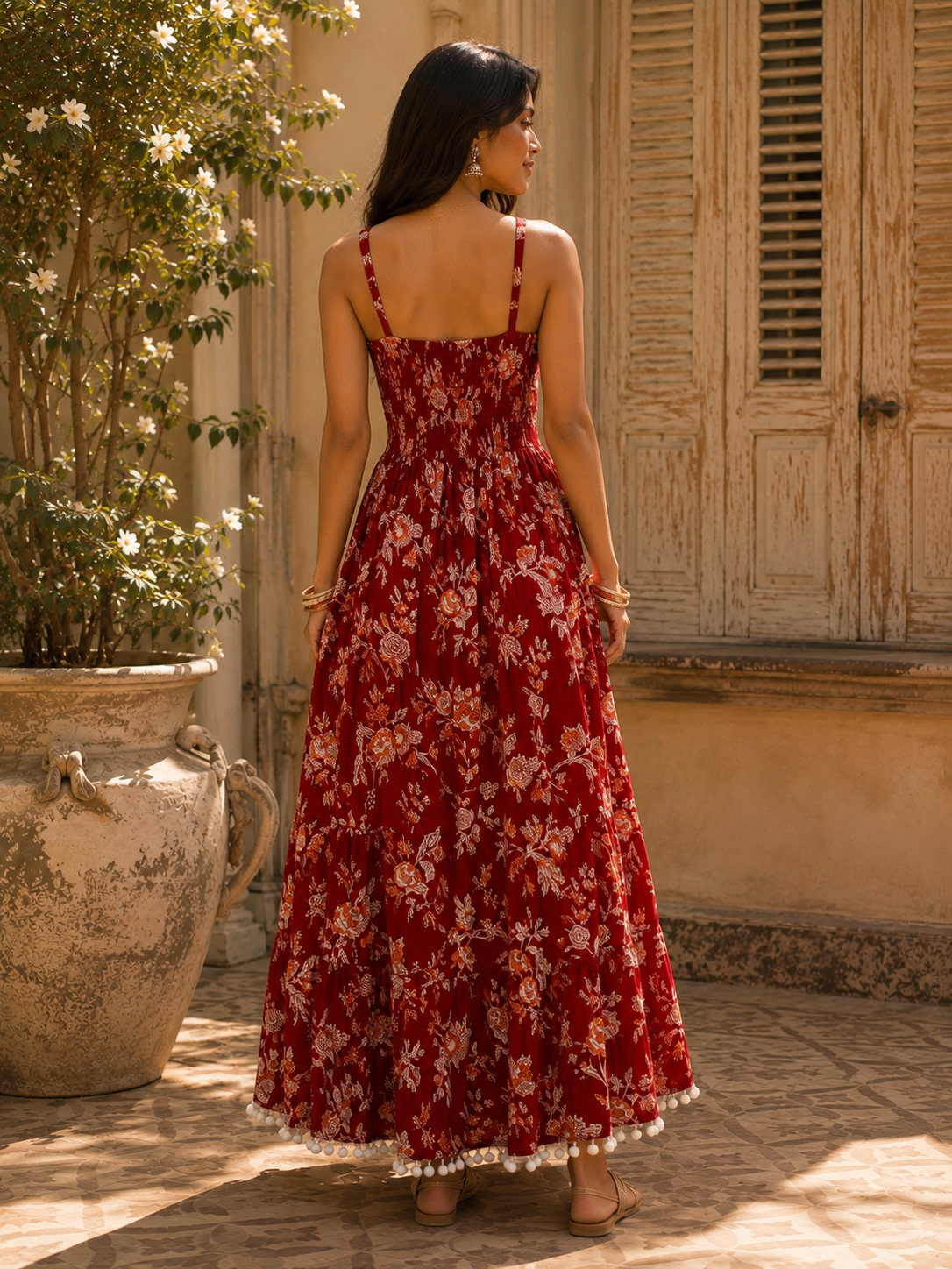 Scarlet Blossom Maxi dress