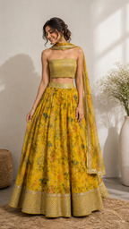 Golden Bloom Floral Lehenga Set