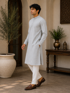 Stone Grey Premium Cotton Kurta