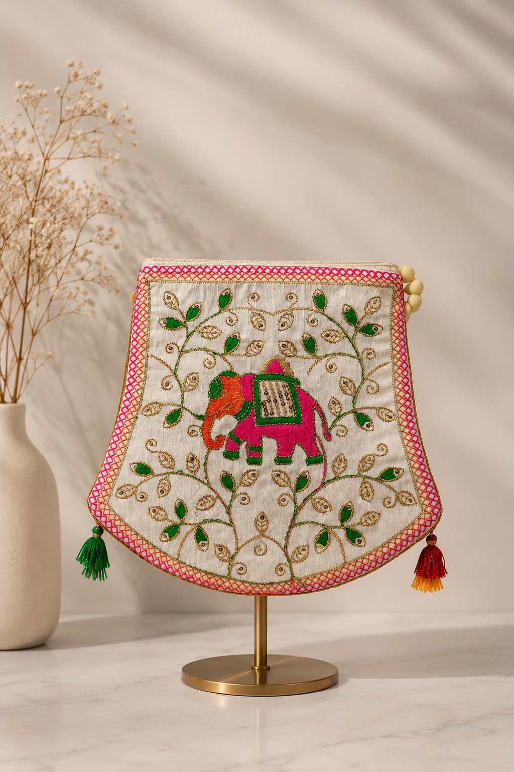 Royal Peacock Embroidered Handbag