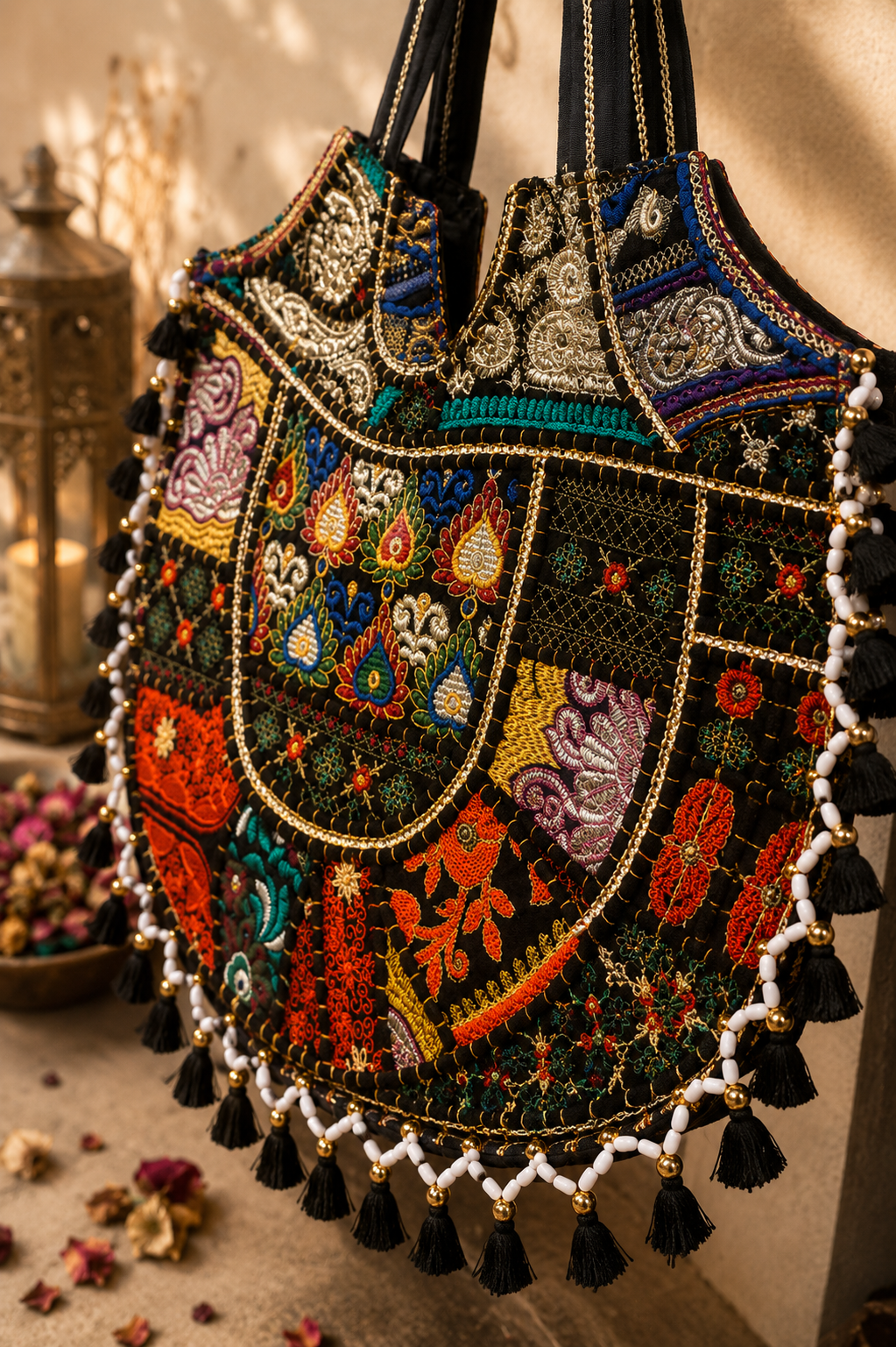 Midnight Mosaic Tassel Tote