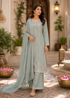Sage Mist Mirrorwork Palazzo Set