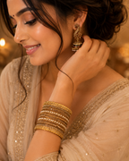 Golden Radiance Pearl & Crystal Chudi Set