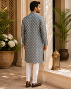 Silver Sage Jacquard Kurta Set