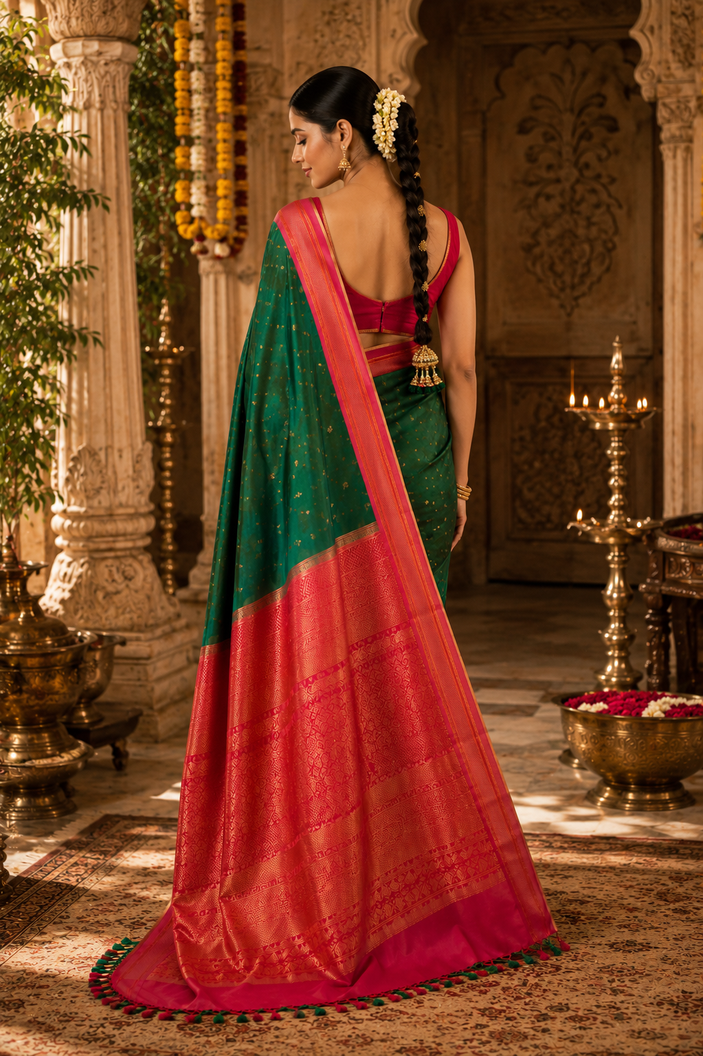 Classic Emerald Green Silk Saree