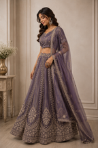 Moonlit Amethyst Embroidered Lehenga Set