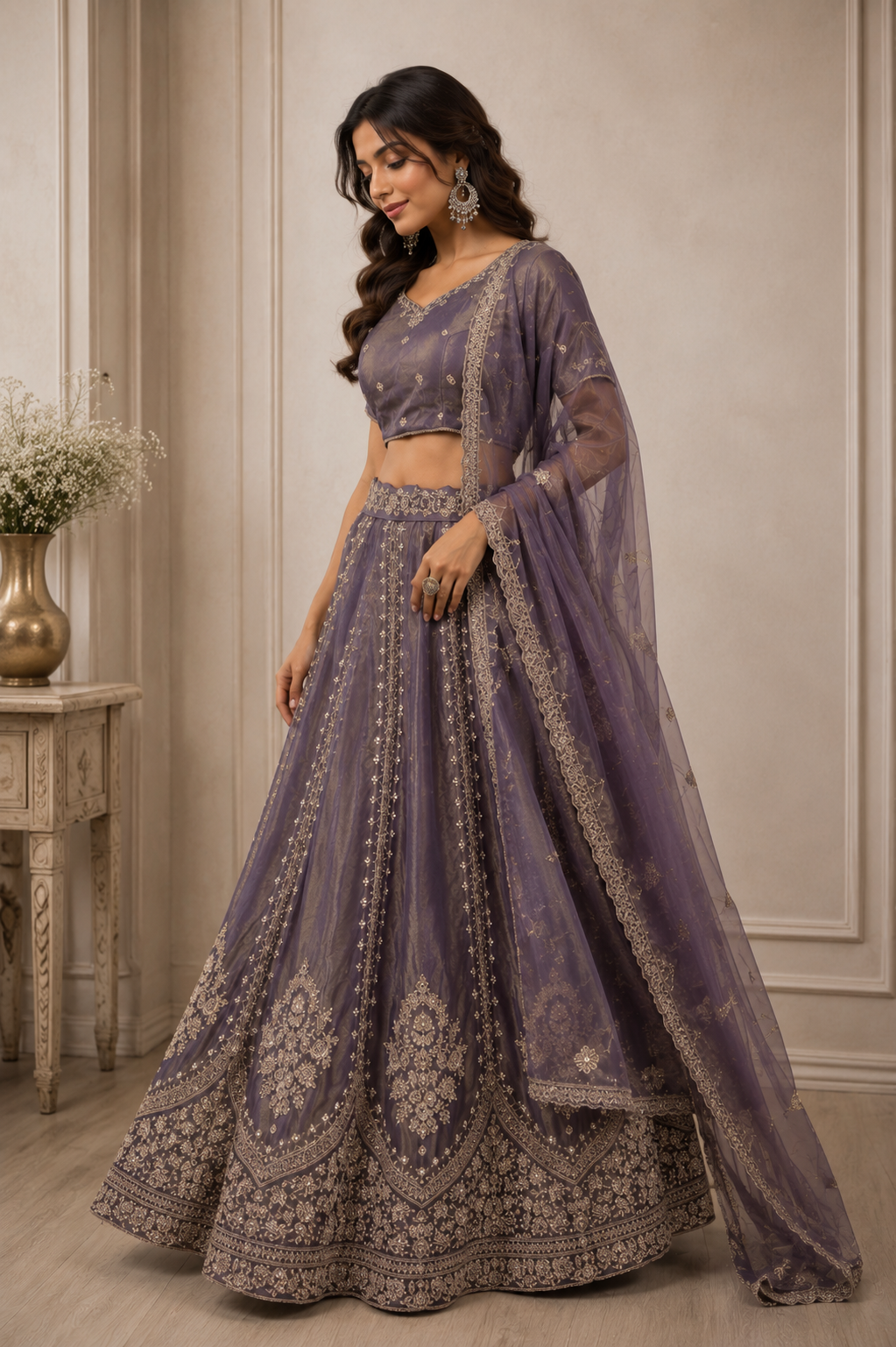 Moonlit Amethyst Embroidered Lehenga Set