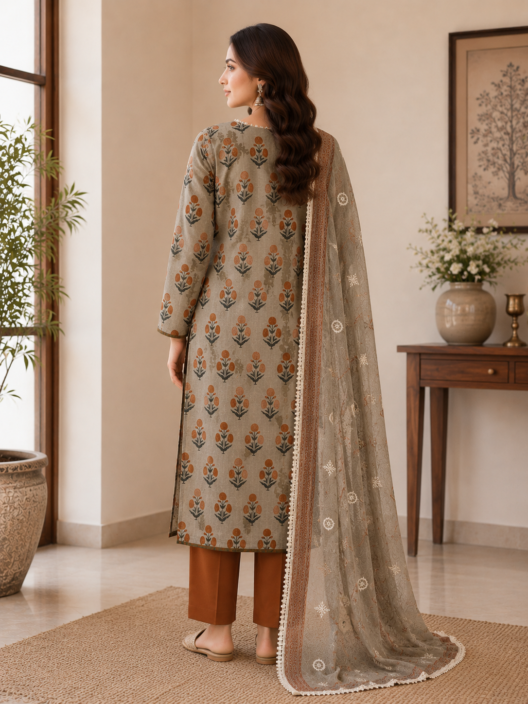 Autumn Bloom Printed Cotton Suit Set