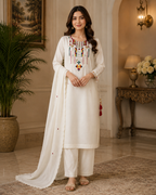 Ivory Heritage Embroidered Cotton Suit Set