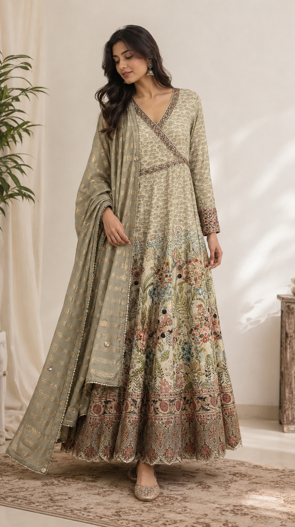 Sage Green Anarkali Set